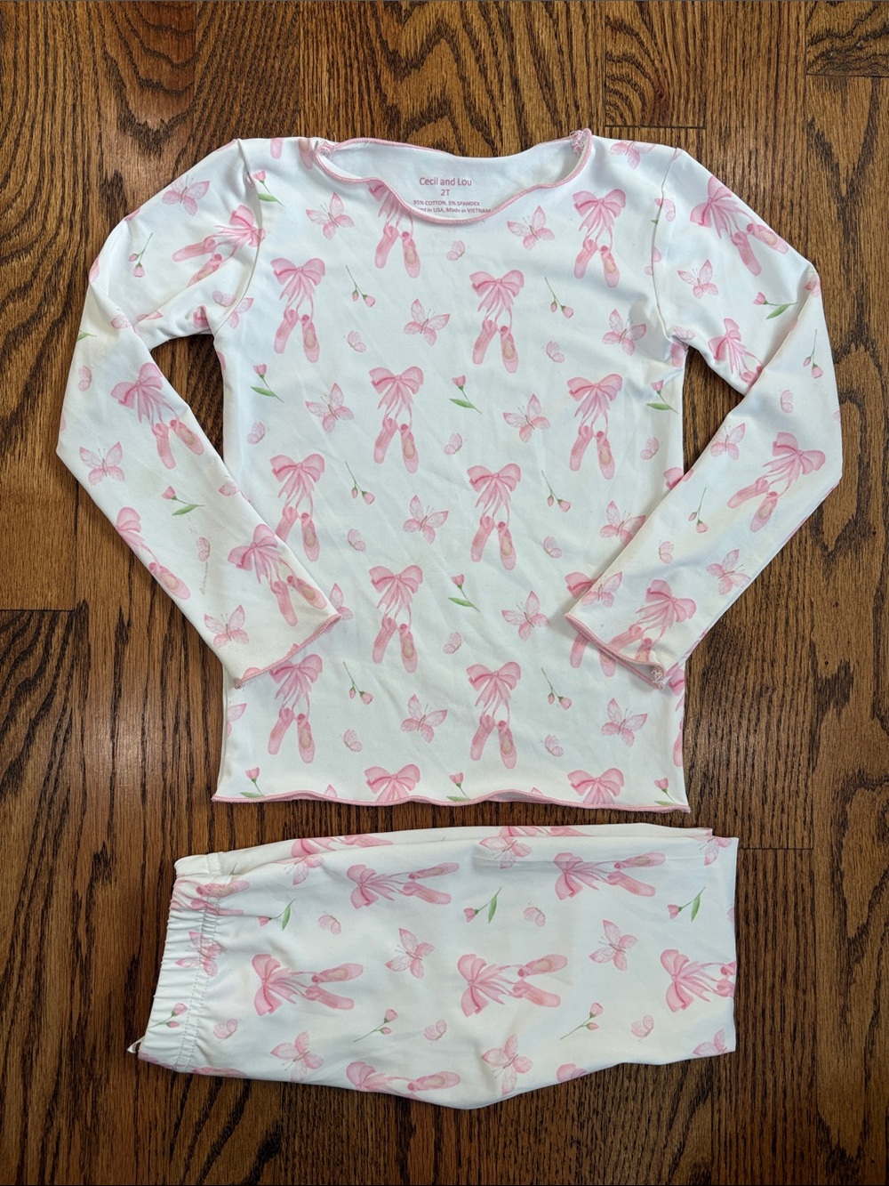 Cecil and Lou girls’ Pink Ballet Knit Pajamas, size 2T. Great condition